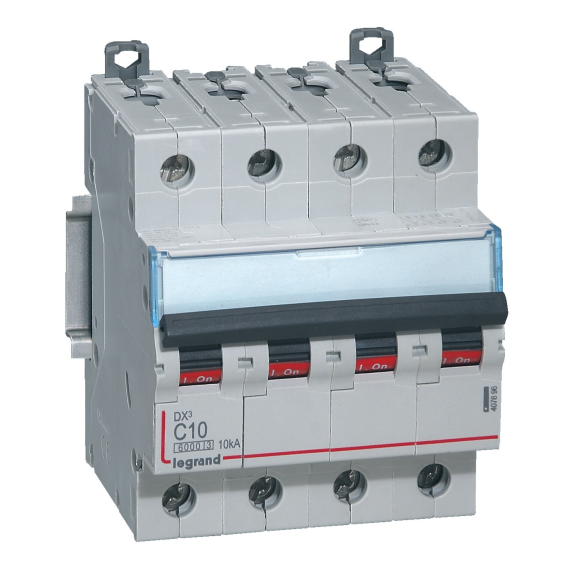 Disjoncteur DX³ 6000 10kA bornes à vis 4P 400V courbe C pour peigne HX³ traditionnel 10A  - 407896-Lire la description