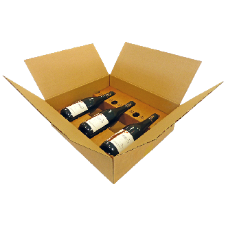 Caisse 3 bouteilles en carton brun 38x42x14 par 25 unités (calage vendu séparemment)-Lire la description