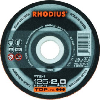 Disco de corte RHODIUS FTK24 para metales no ferrosos, 115 x 2 x 22,2 mm-Leer más