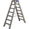 Escalera tijera peld. alum. ATORN, 2x7 peldaños ambos lados, peldaño 85 mm fond