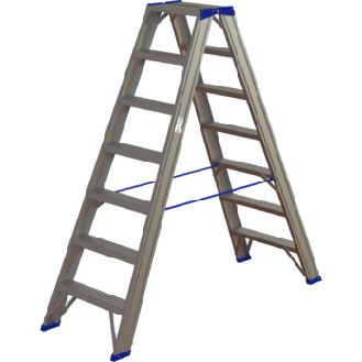 Escalera tijera peld. alum. ATORN, 2x7 peldaños ambos lados, peldaño 85 mm fond-Leer más