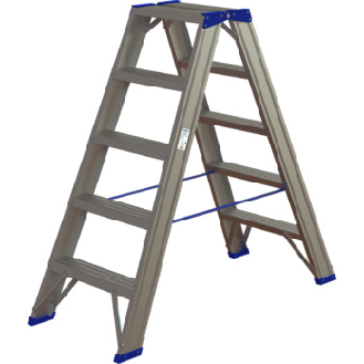 Escalera tijera peld. alum. ATORN, 2x5 peldaños ambos lados, peldaño 85 mm fond-Leer más