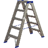 Escalera tijera peld. alum. ATORN, 2x5 peldaños ambos lados, peldaño 85 mm fond