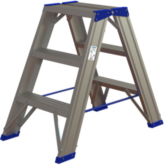 Escalera tijera peld. alum. ATORN, 2x3 peldaños ambos lados, peldaño 85 mm fond-Leer más