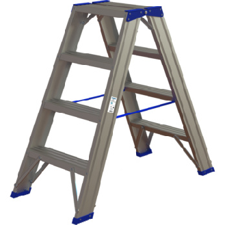 Escalera tijera peld. alum. ATORN, 2x4 peldaños ambos lados, peldaño 85 mm fond-Leer más