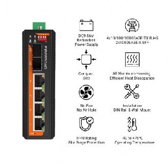 Switch Lite gestionable FR-7S3204P 2 SFP 100/1000M + 4 10/100/1000BaseTX PoE/PoE+-Leer más