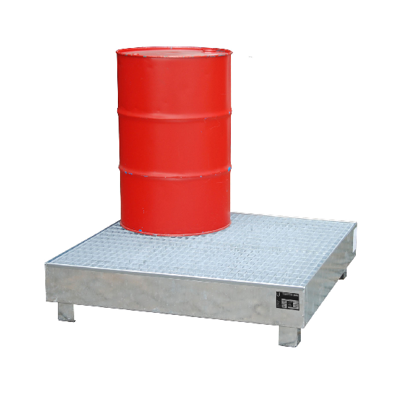 Cubeta colectora galvanizada LxAnxAlt 1200 x 1200 x 285 mm con rejilla-Leer más