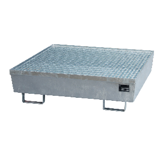 Cubeta colectora con rejilla LxAnxAlt 1200 x 1200 x 335 mm, galvanizada-Leer más