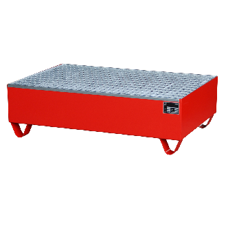 Band. col. acero RAL 3000 para 2 bidones 200 l LxAnxAlt 1200 x 800 x 360 mm-Leer más