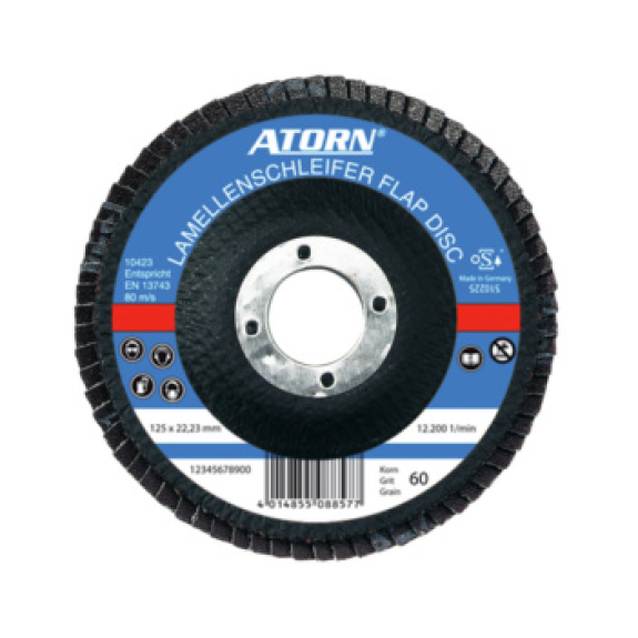 Disco de láminas abrasivas ATORN, grano 50, 125 mm, recto, acero inox./acero Disco de láminas abrasivas ATORN, grano 50, 125 mm, recto, acero inox./acero-Leer más