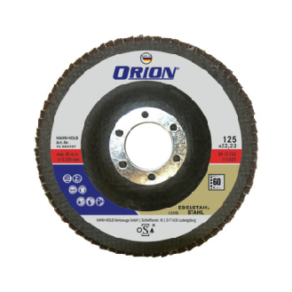 Disco de láminas abrasivas ORION 125 x 22,23 mm, grano 60, en ángulo-Leer más