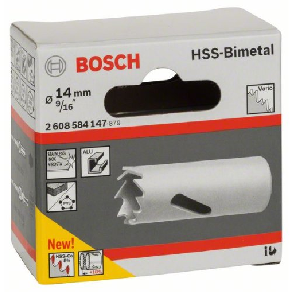 Lochsäge HSS-Bimetall für Standardadapter, 14 mm, 9/16" Lochsäge HSS-Bimetall für Standardadapter, 14 mm, 9/16"-Beschreibung lesen
