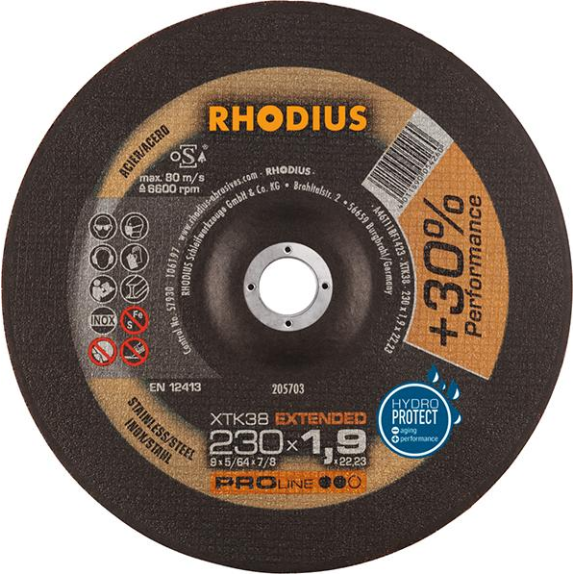 Trennscheibe XTK38 230 x 1,9mm gekr. Rhodius Trennscheibe XTK38 230 x 1,9mm gekr. Rhodius-Beschreibung lesen