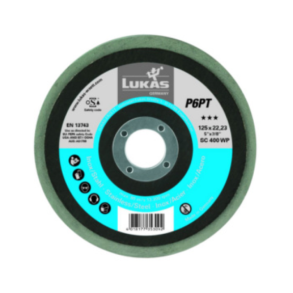 Disco de pulir plano LUKAS 125 mm, carburo de silicio, grano 150 - medio-Leer más