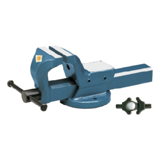 Tornillo de banco paralelo ORION 125 mm, acero forjado con mordazas fijas, azul-Leer más