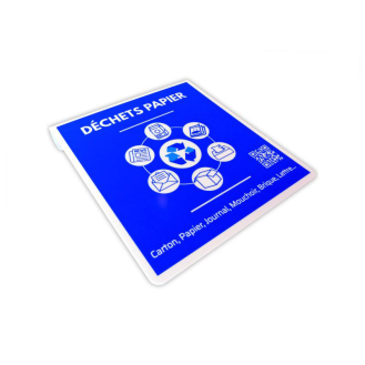 Plaques signalétiques poubelle de tri papier-bleu par 1-Lire la description