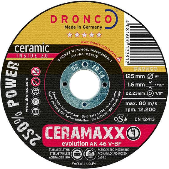 AK46V-115x1,6 - Disco de corte ultra rápido CeraMaxx de 115 x 1,6mm-Leer más