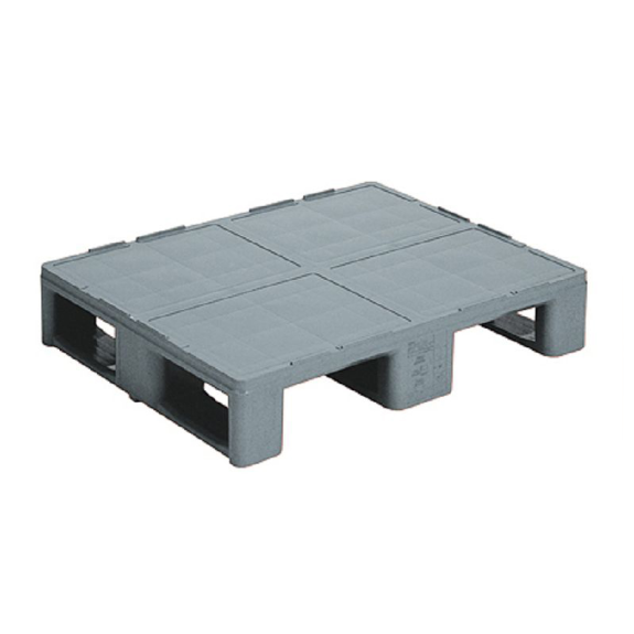 Demi-palette plastique 800x600x160mm lisse 3 patins ouverts grise par 1 UNITE-Lire la description