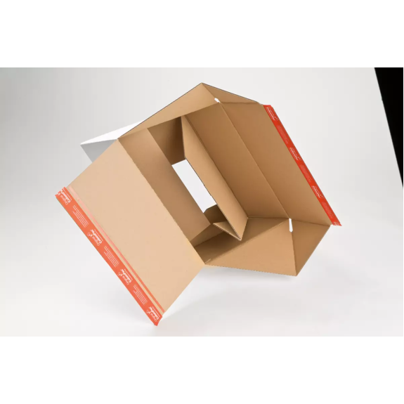 Carton fermeture adhésive et bande arrachage 30,5 x 22,8 x 7-16cm - Pack de 10-Lire la description