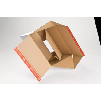 Carton fermeture adhésive et bande arrachage 30,5 x 22,8 x 7-16cm - Pack de 10-Lire la description
