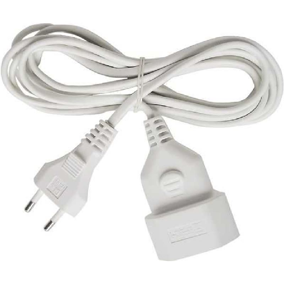 Alargador eléctrico IP20 H03VVH2-F 2x075 con clavija y toma tipo euro 5 (Blanco)-Leer más