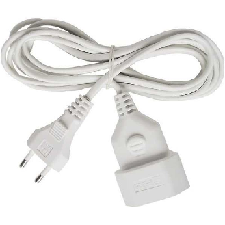 Alargador eléctrico IP20 H03VVH2-F 2x075 con clavija y toma tipo euro 3 (Blanco)-Leer más