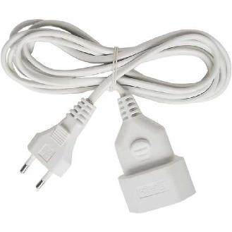 Alargador eléctrico IP20 H03VVH2-F 2x075 con clavija y toma tipo euro 5 (Blanco)-Leer más