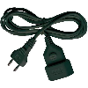 Alargador eléctrico IP20 H03VVH2-F 2x075 con clavija y toma tipo euro 3 (Negro)