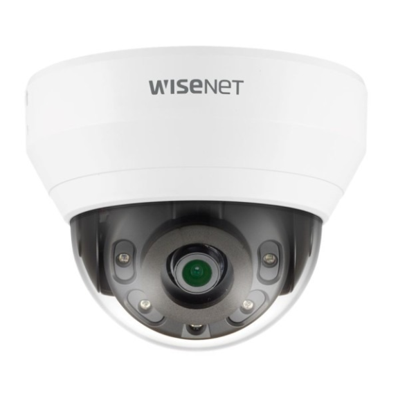WiseNet QND-7012R, IP Dome Kamera, 1/3", 2560x1440, 30fps, 2.8mm, Tag/Nacht, IR, WDR, integriertes Mikrofon, Alarm I/O-Leer más