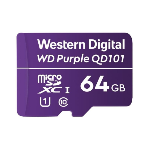 WDD064G1P0C Western Digital, MicroSDXC Speicherkarte, 64GB, Class 10, UHS-I U1, 32TBW, für Videoüberwachung-Beschreibung lesen