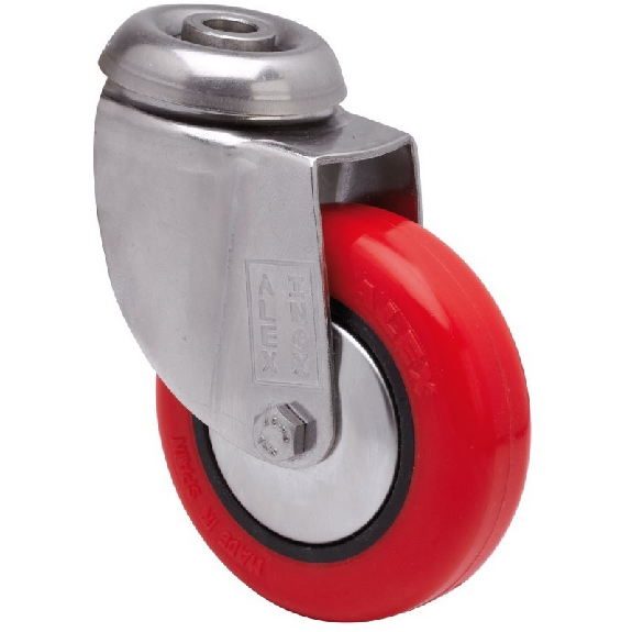 Rueda ALEX Giratoria 2-3055 - 20BHI80CP-PPI Poliuretano Rojo INOX-Leer más