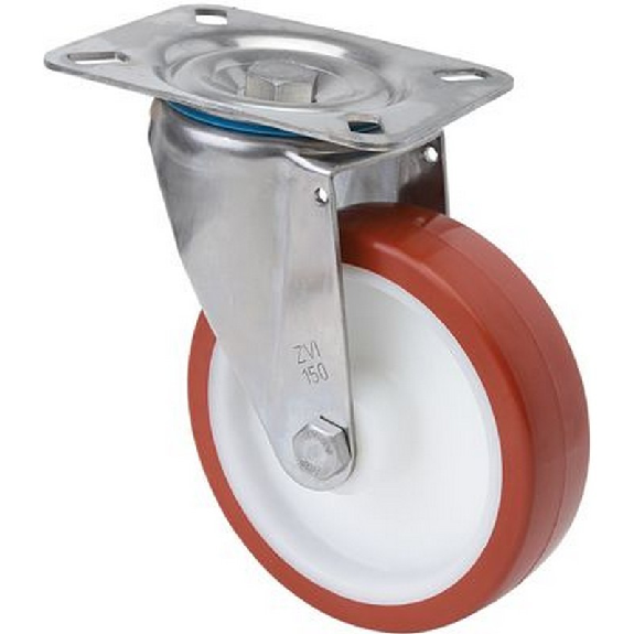 Rueda ALEX Giratoria 2-2418 - 10ZVI100-POL100 Poliuretano INOX-Leer más