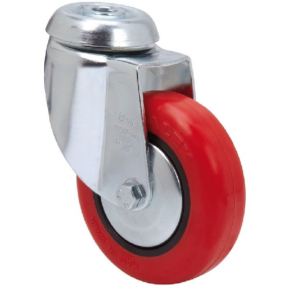 Rueda ALEX Giratoria 2-2525 - 20BH60CP-PPI Poliuretano Rojo-Leer más