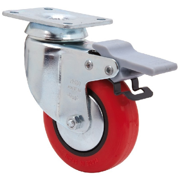 Roue rotative 2-2465-10BHFD100-PPI Frein en polyuréthane rouge-Beschreibung lesen