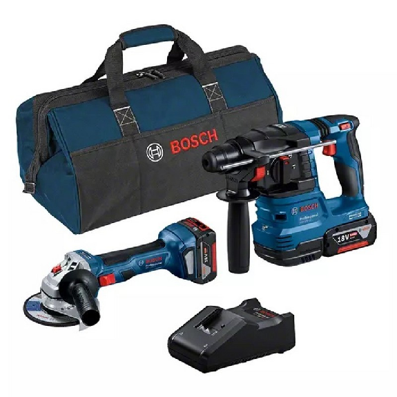 Kit 18V: Amoladora GWS 18V-7 + Martillo perforador SDS-plus GBH 18V-22 + 2 x 4.0 Ah con bolsa - BOSCH 0615A50037-Leer más