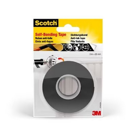 Cinta autosellante para reparaciones Scotch negra de 25 mm x 3 m, 1 rollo - 3M 7100021070-Leer más