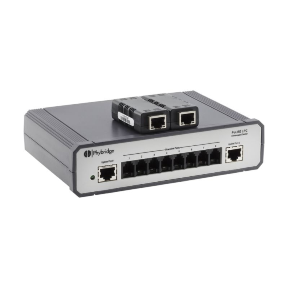 NVT Phybridge PL-08 Switch, PoLRE LPC Switch, 8 Port, 10 Mbit/s., 2x 10/100 Base Uplink, 2x Phylink Adapter-Beschreibung lesen