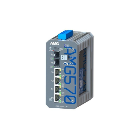 Industrieller managed Switch AMG570-4G-2S, 4 x 10/100/1000BT, 2 x 100/1000/2,5GFX SFP Slots-Beschreibung lesen