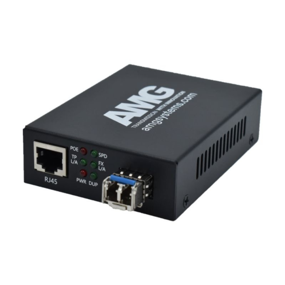 AMG210M-1FAT-1SS2-P30 AMG Systems, PoE Medienkonverter, für 0 GradC bis 50 Grad, 1 x 10/100BT RJ45, 1 x 100FX SM, 2 Fas-Beschreibung lesen