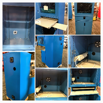 Armadio porta computer PC con ruote professionale con tastiera estraibile + ripiano stampante - Impianto compreso RAL7035+7016-Leggi tutto