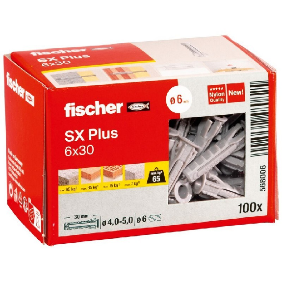 Taco de expansión Fischer SX Plus 6x30 - Caja 100 uds-Leer más