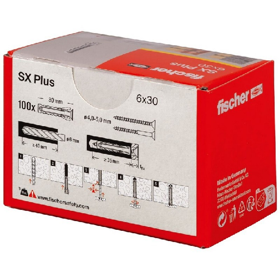 Taco de expansión Fischer SX Plus 6x30 - Caja 100 uds-Leer más