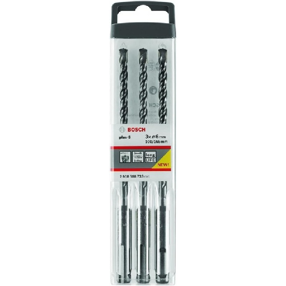 Set 3 brocas SDS-plus 5-PLUS 6x100x165 - BOSCH 2608588733 Set 3 brocas SDS-plus 5-PLUS 6x100x165 - BOSCH 2608588733-Leer más