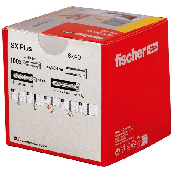 Taco de expansión Fischer SX Plus 8x40 - Caja 100 uds-Leer más
