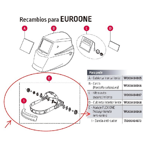 Arnés/atalaje para pantalla de soldar WELDLINE EUROONE, incluye banda antisudor - LINCOLN ELECTRIC W000404069-Leer más