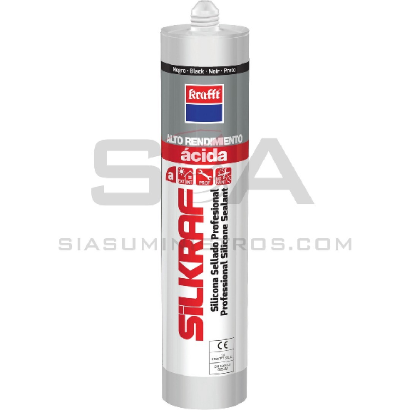 Silicona SILKRAF alto rendimiento negro 290 ml. - KRAFFT 62613-Leer más