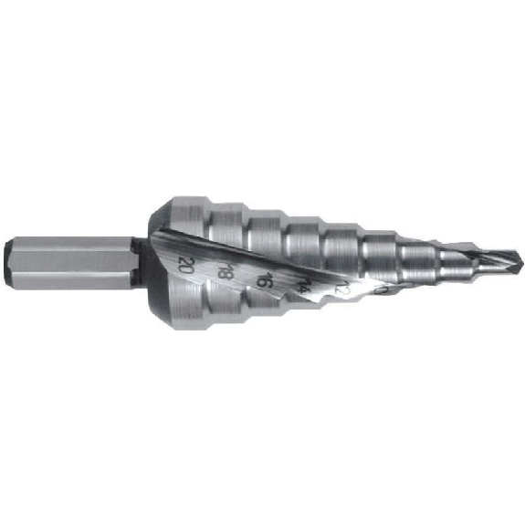 Broca escalonada HSS con mango hexagonal 1/4 40-300 x 105 (14 pasos)-Leer más