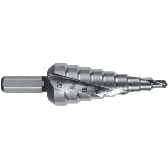 Broca escalonada HSS con mango hexagonal 1/4 40-300 x 105 (14 pasos)-Leer más