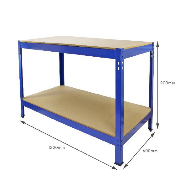 Mesa de Trabajo Q-Rax de Acero Sin Tornillos Azul 120cm x 60cm x 90cm-Leer más