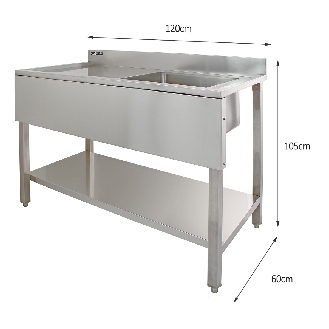 Fregadero de cocina de acero inoxidable con escurridor a la izquierda-Leer más